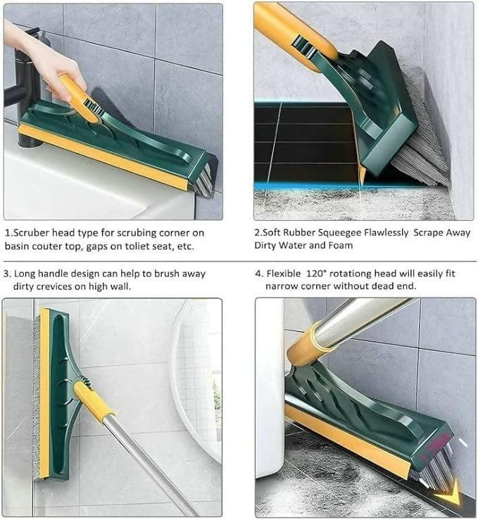 2 in 1 Tiles Cleaning Brush Floor Scrub | Bathroom Brush with Long Handle 120° Rotate - HalfPe