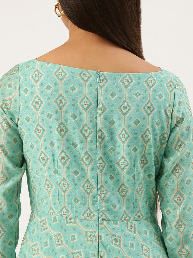 Bollywood Vogue Ready To Wear Blue Printed Jacket Anarkali Suit