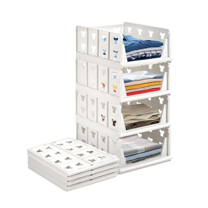 4-Layer Stackable Storage Organizer Foldable Drawer Shelf Cart