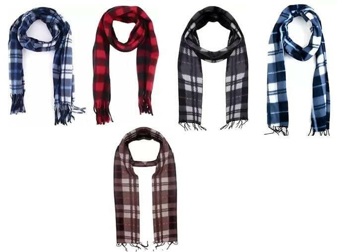 Wool Blend Stylish Comfort Checks Winter Muffler (Multicolour - Pack of 5) - HalfPe