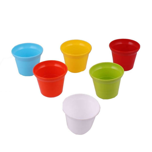 6 PCS Mini Desktop 3 inches Flower Pot Plastic mix color 