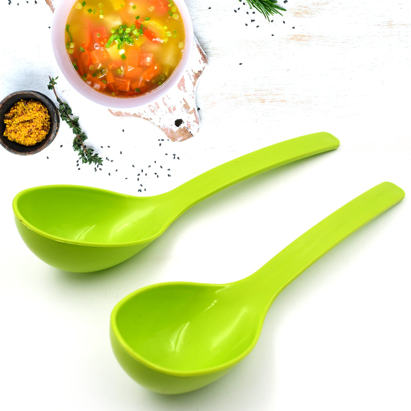 Plastic Spoon Kitchen Multipurpose Serving Ladle For Frying Serving Turner Curry Ladle Serving Rice Spoon Used While Eating And Serving Food Stuffs Etc (2 Pcs Set  10 Inch )