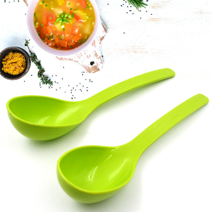 Plastic Spoon Kitchen Multipurpose Serving Ladle For Frying Serving Turner Curry Ladle Serving Rice Spoon Used While Eating And Serving Food Stuffs Etc (2 Pcs Set  10 Inch )
