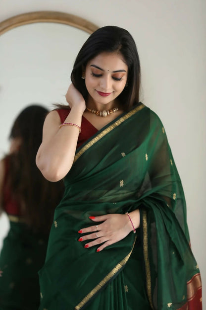 AXONIT Lightweight Cotton Saree with Zari Butti – Ideal for Daily & Festive Wear
