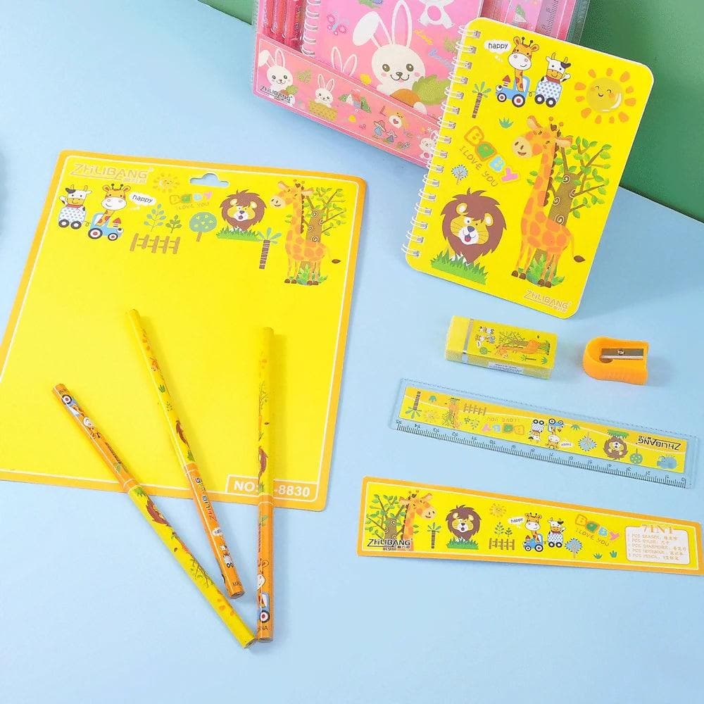 7 in 1 stationery combo set for all (Green, single piece) - HalfPe