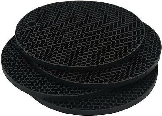 P-plus international silicone trivets for hot pots set of 4 (black) - HalfPe