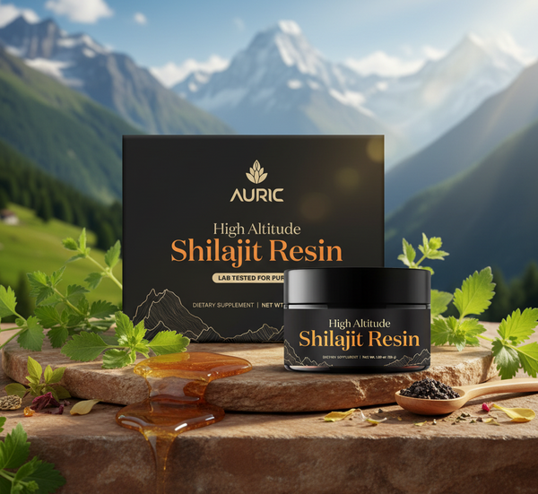 Auric Lab-Certified High-Altitude Shilajit Resin 30g | 75% Fulvic Acid + Humic Acid | 80+ Trace Minerals with Real Brass Spoon Included Zenith Drinks