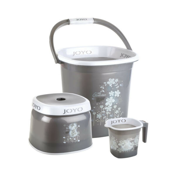 Better Home Square 3-Piece Combo: Bucket, Mug, Patla with Box (Grey)