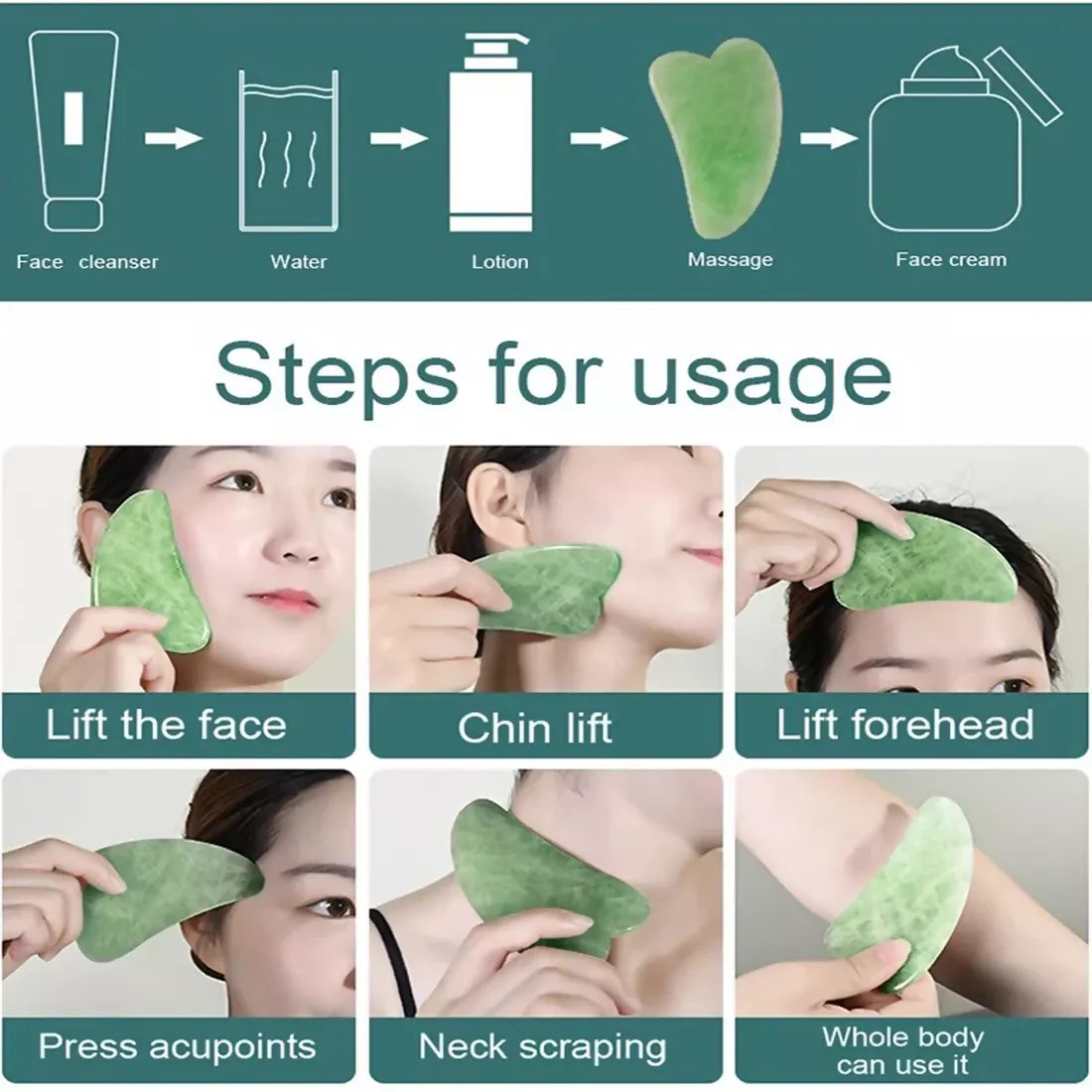 Jade Roller & Gua Sha Set for Glowing Skin & Face Massage (1 Pc) ABHI Mobiles
