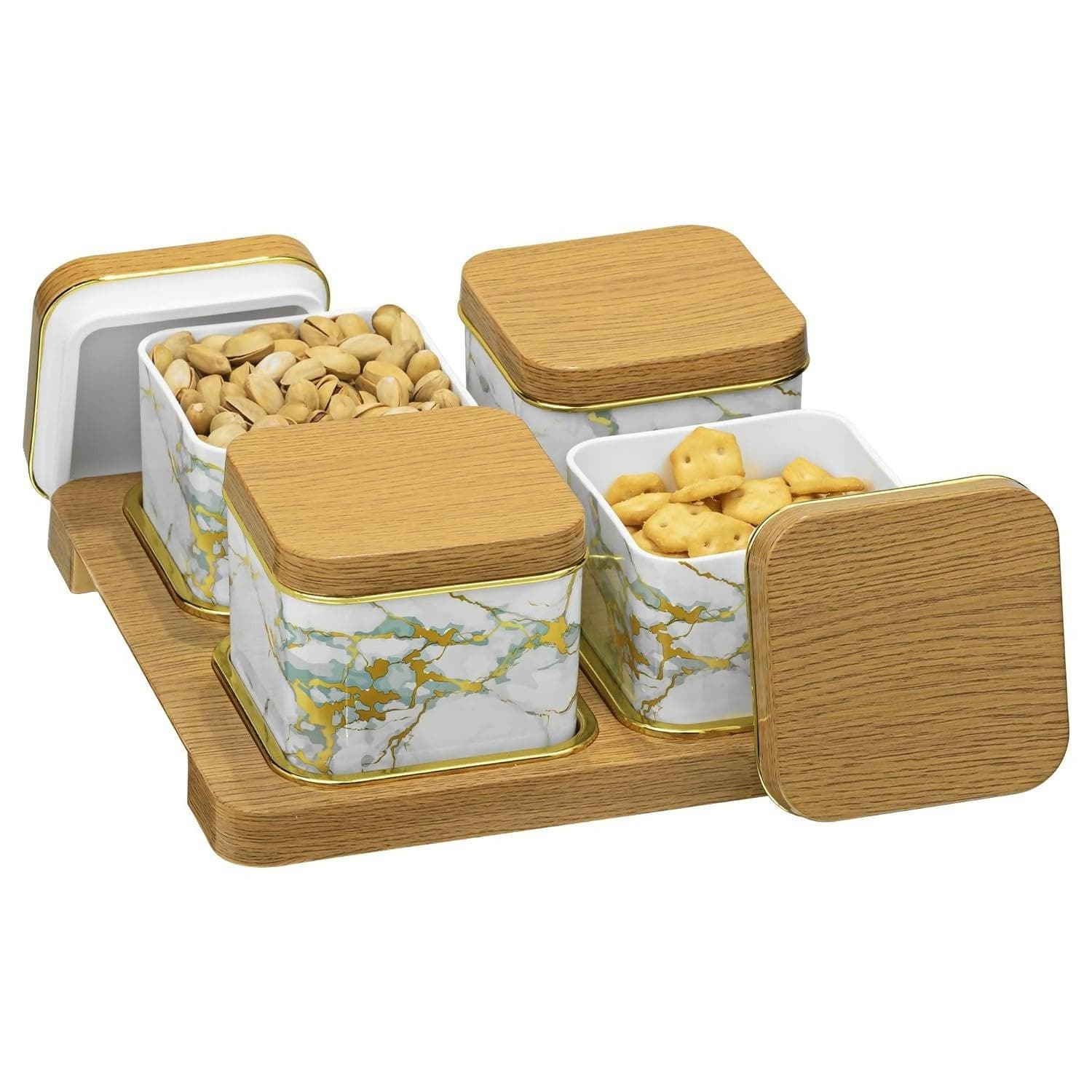 Selvel 4-Piece White Airtight Dry Fruit Container Tray Set With Lid (Polypropylene) - HalfPe