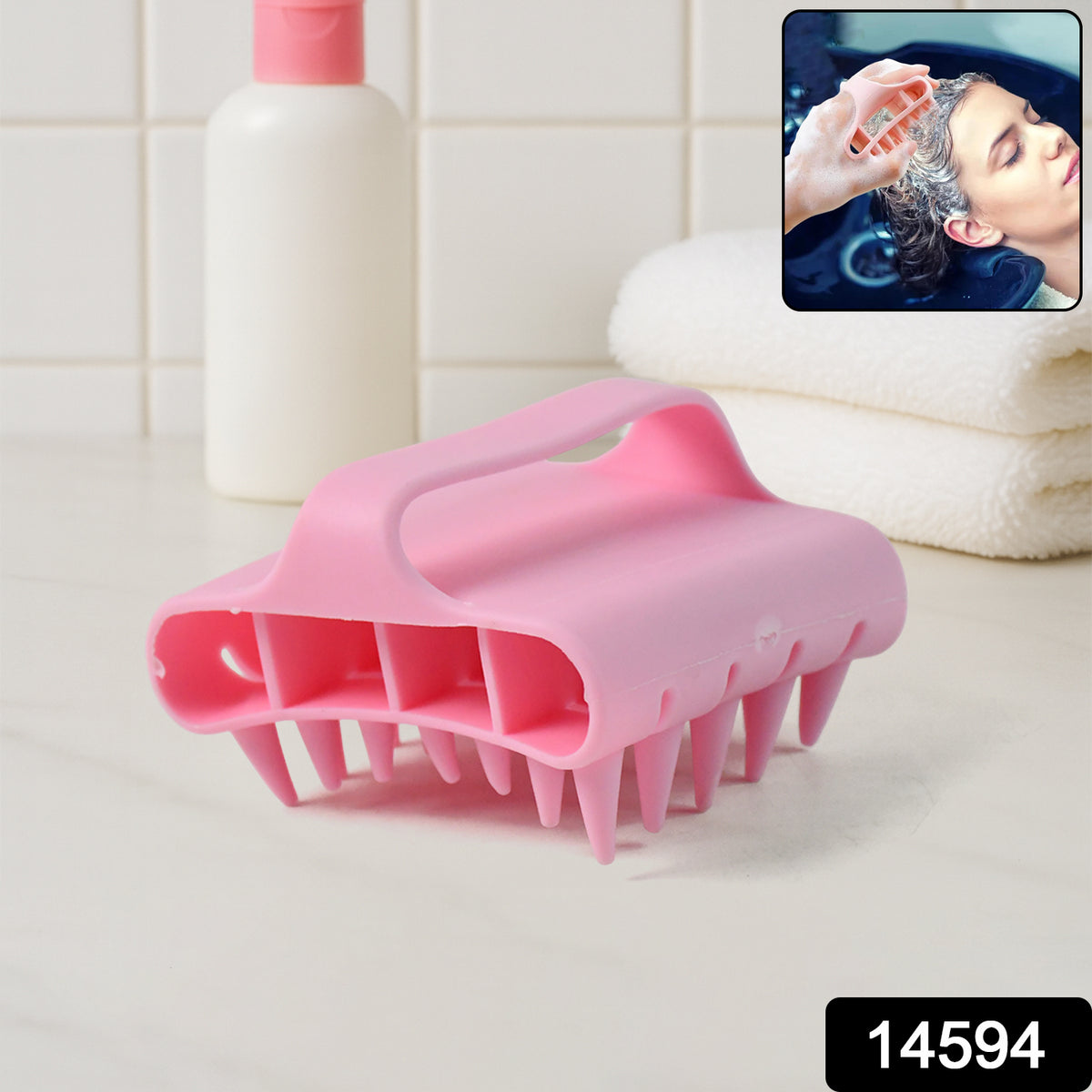 Scalp Massager Shampoo Brush Soft Silicone Hair Washing Comb With Handle