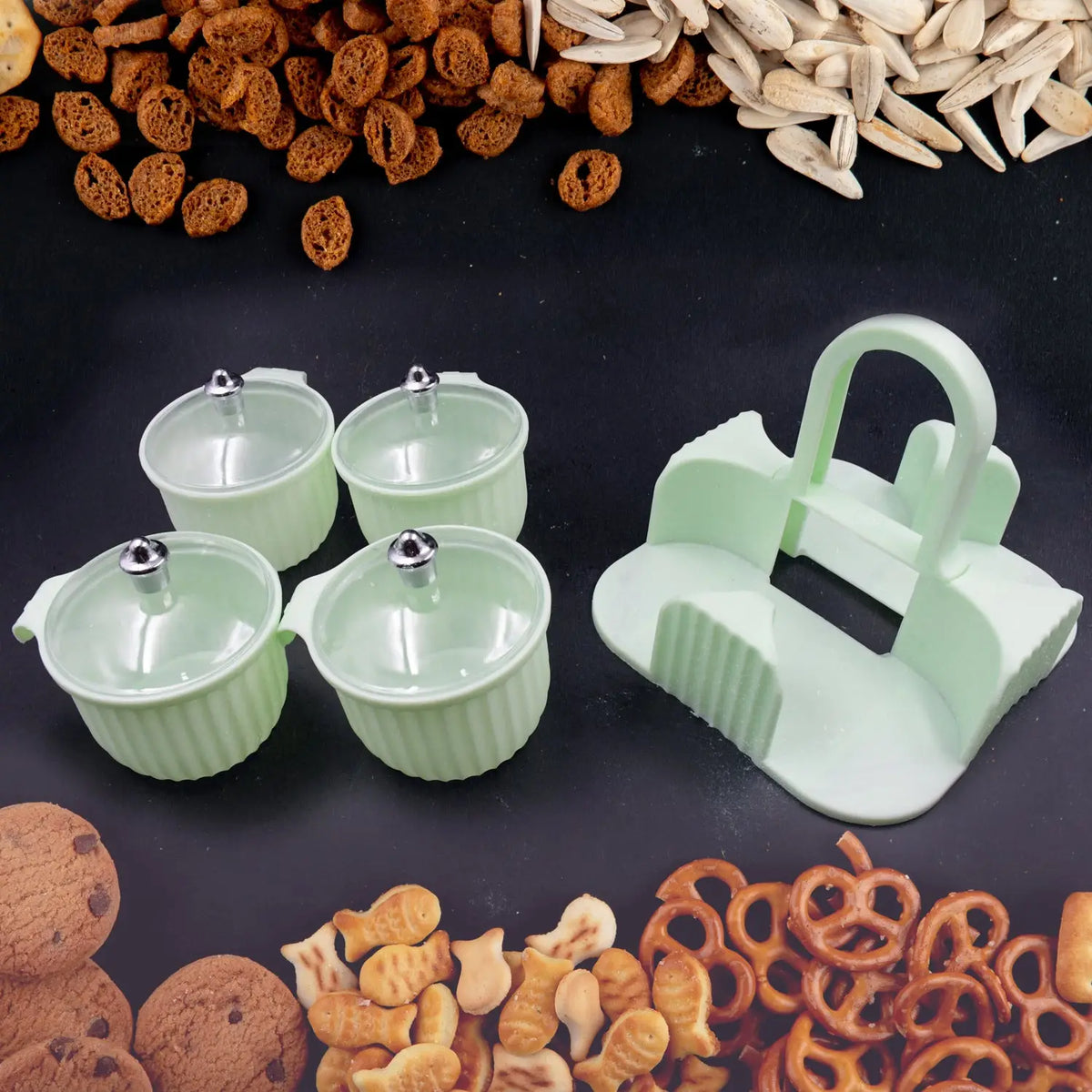 Multipurpose Jar Dryfruit Set  Candy Chocolate Snacks Storage Jar Masala Jar  For Home And Kitchen Airtight Dry Fruit Plastic Storage Container Tray Set With Lid  4 Serving Jar Container For Sweetschipscookies(4 Pc Set) HP DD