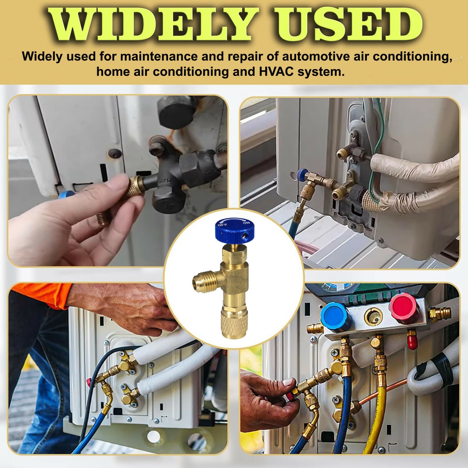 Digital Craft Brass AC Refrigerant Safety Valve 1/4" M to 1/4" F SAE Adapter for HVAC Service Ball Valves