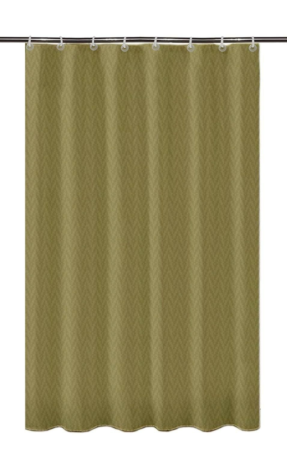 Lushomes Heavy Duty Fabric Shower Curtain, water resistant Partition Liner for Washroom, W6 x H6.5 FT, W72xH80 IN with Shower Curtains 12 Plastic Eyelet % 12 C-Rings (Non-PVC), Colour Olive Green - HalfPe