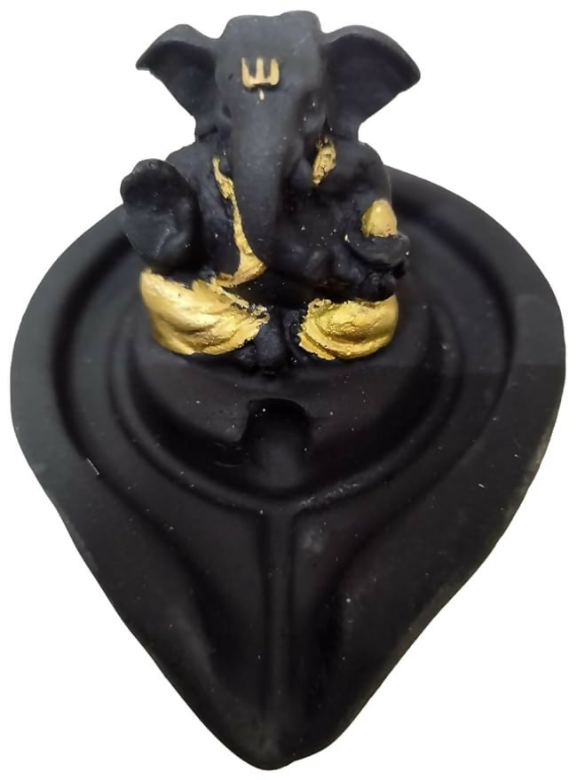 Lotus Backflow Incense Burner with Ganesha Idol – Spiritual Home Decore
