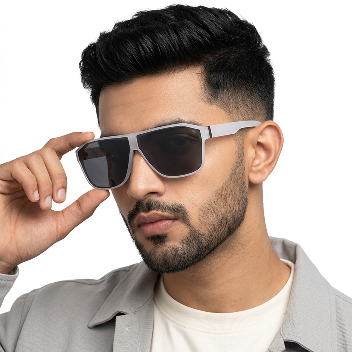 Eyejack Transparent Wayfarer Sunglasses for Men and Women - Style 1248 - worn by a male model (image 1)
