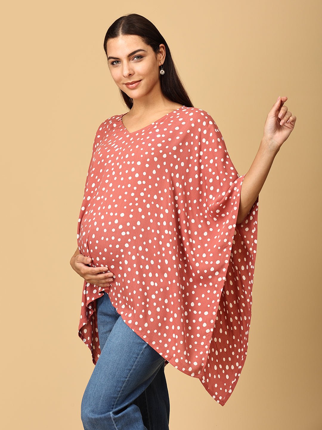 Mauve Spots Nursing Cover And Top - Mauve Nursing Cover