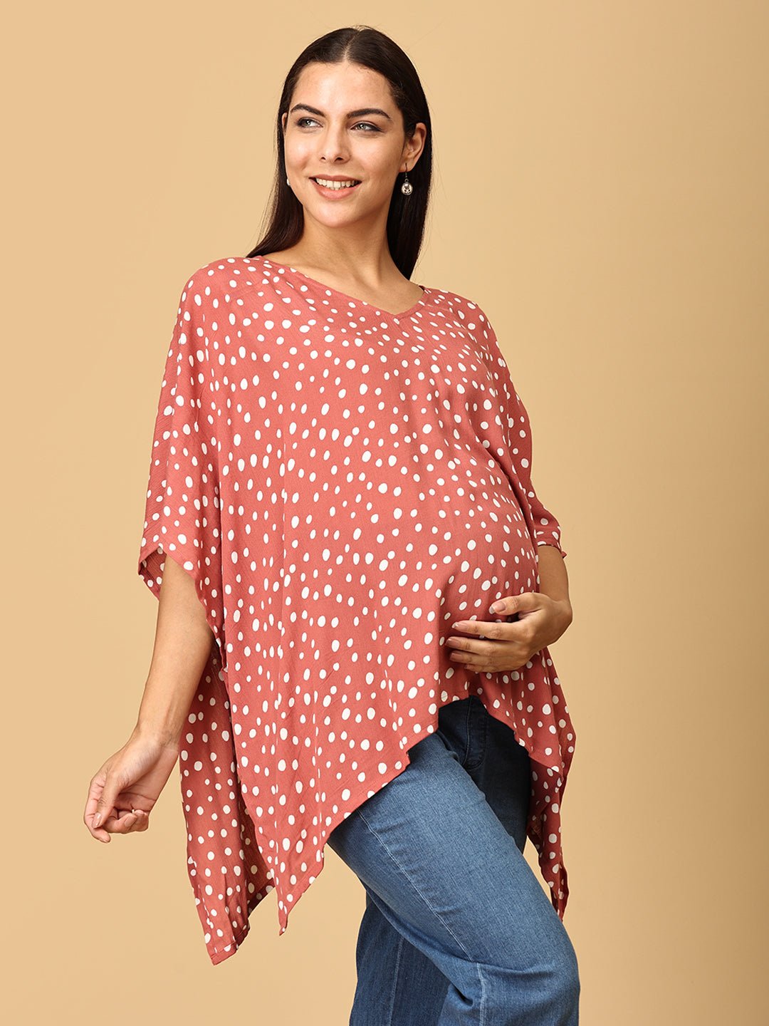 Mauve Spots Nursing Cover And Top - Mauve Nursing Cover
