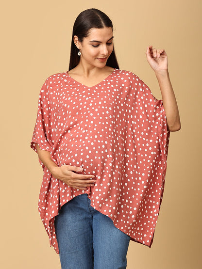 Mauve Spots Nursing Cover And Top - Mauve Nursing Cover