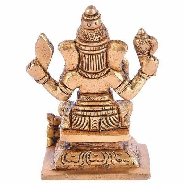 Brass Ganesh symbolic statue (4 inch H X 3.5 inch W) - HalfPe