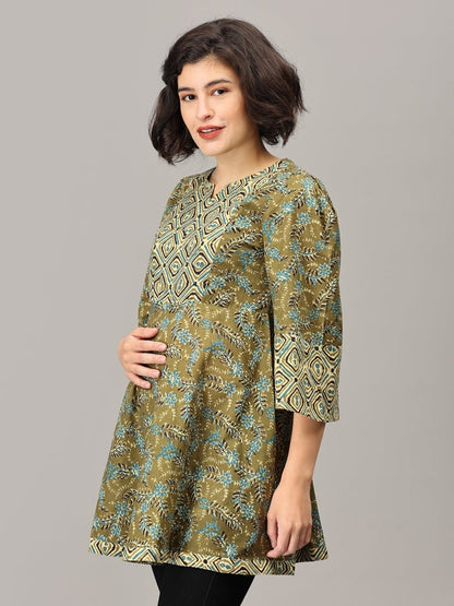 Mehendi Nights Maternity and Nursing Short Kurti - MEW-JB-OLMS-S