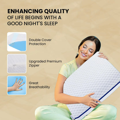 Sleepsia Orthopedic Cooling Gel Memory Foam Pillow | Cervical Pillow for Neck and Shoulder Pain Relief Support Bed Sleeping (Standard,Blue Piping)