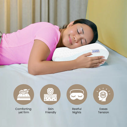 Sleepsia Cervical Pillow for Neck Pain & Shoulder Pain Relief |Orthopedic Memory Foam Pillow, Cervical Pillow, Neck Support Medical Pillow - White (Gel)