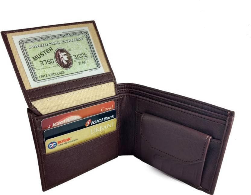 Men Brown Artificial Leather Wallet (9 Card Slots) - HalfPe