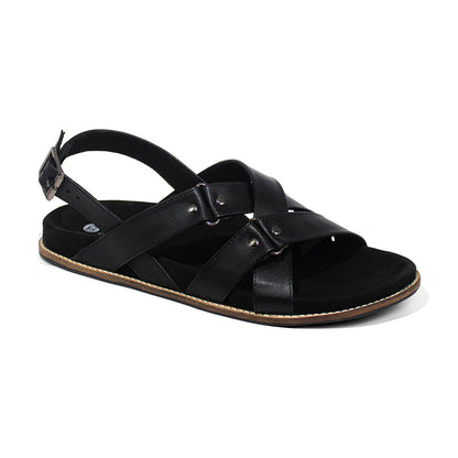 Fox Luxe Crossover Vegan Leather Black Men Sandals Planet Paaduks
