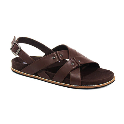Fox Luxe Crossover Vegan Leather Brown Men Sandals Planet Paaduks