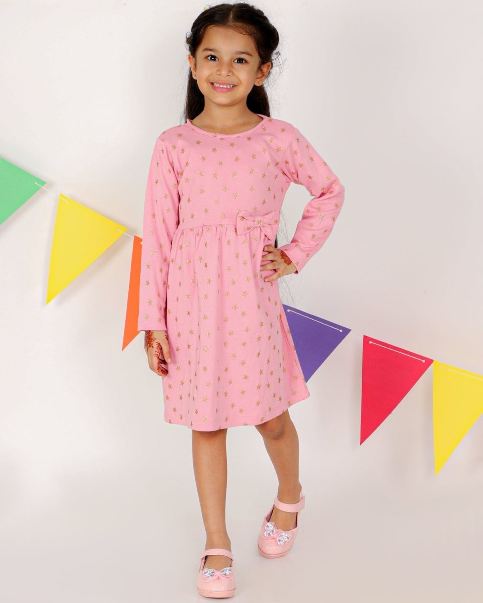 Merry Starry Girls Casual Dress - KWND-PKSCH-1-2