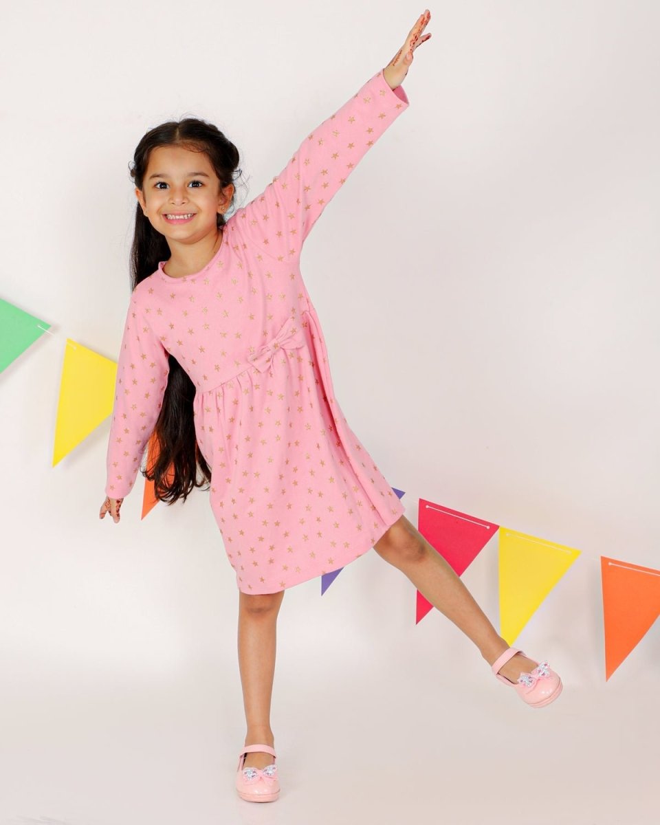 Merry Starry Girls Casual Dress - KWND-PKSCH-1-2