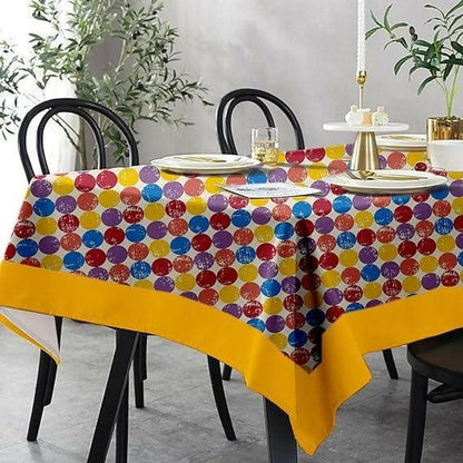 Lushomes Dining Table Cover 8 Seater, Circles Printed Dining Table Cover Cloth Linen (Single piece, 60x180 inches) - HalfPe