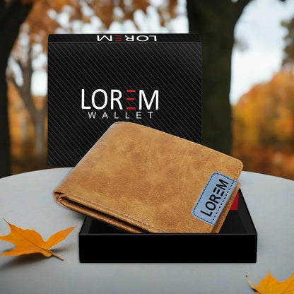 Lorem Orange Designer Bi-Fold Faux Leather 3 ATM Card Slots Wallet For Men - HalfPe