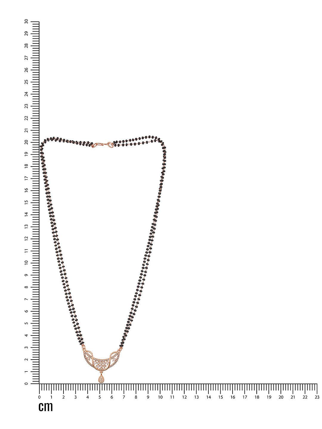 Gold-Plated Black Beaded & White Ad Stone-Studded Floral Shaped Mangalsutra