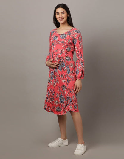Miami Pink Lace Maternity Dress With Nursing - DRS-MIMPK-S
