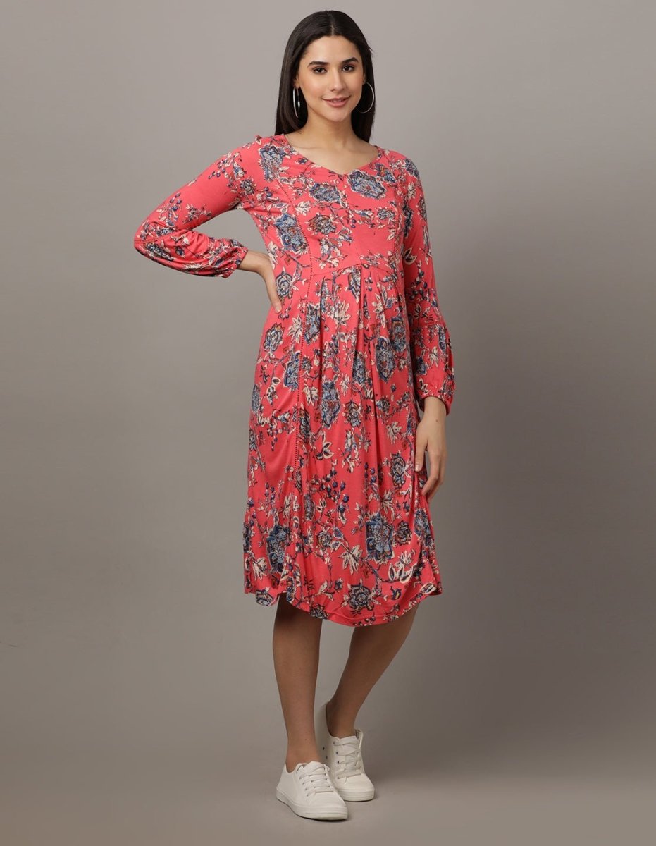 Miami Pink Lace Maternity Dress With Nursing - DRS-MIMPK-S