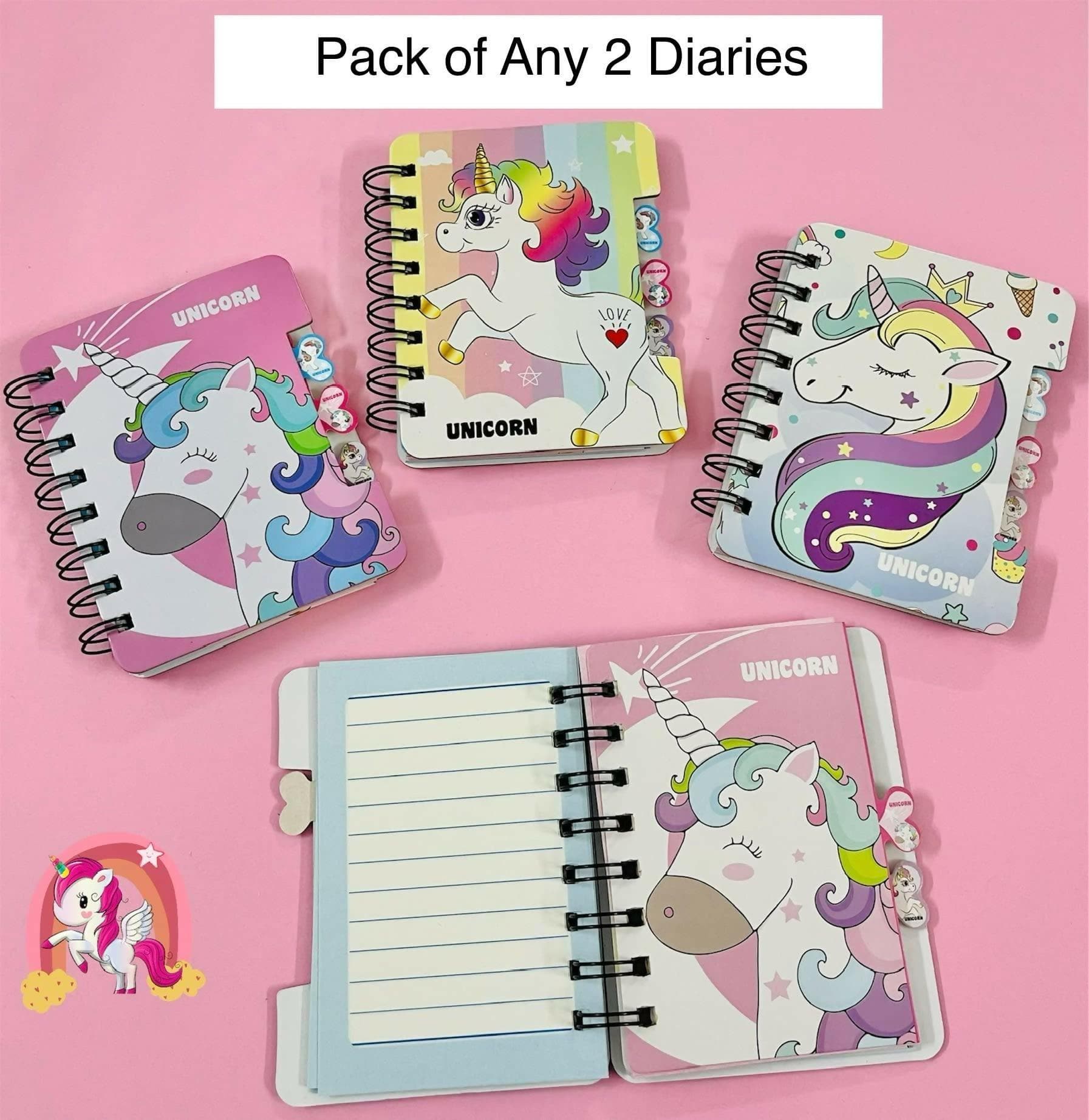 Unicorn Cute Diary Combo (Pack Of 2 Pcs) - HalfPe