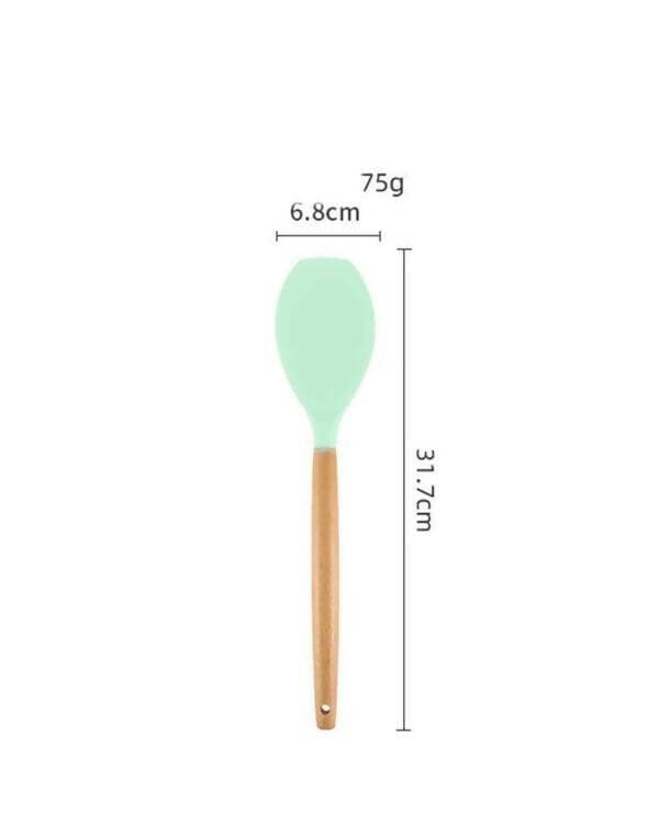 P-Plus International Premium Silicone Spatula Flexible & Heat Resistant Rubber Spatula with Wood Handle (Green) - HalfPe