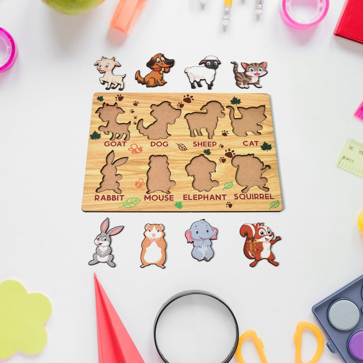 Wooden Animal Puzzle Learning Educational Board (1 Set  2820 Cm) HP DD