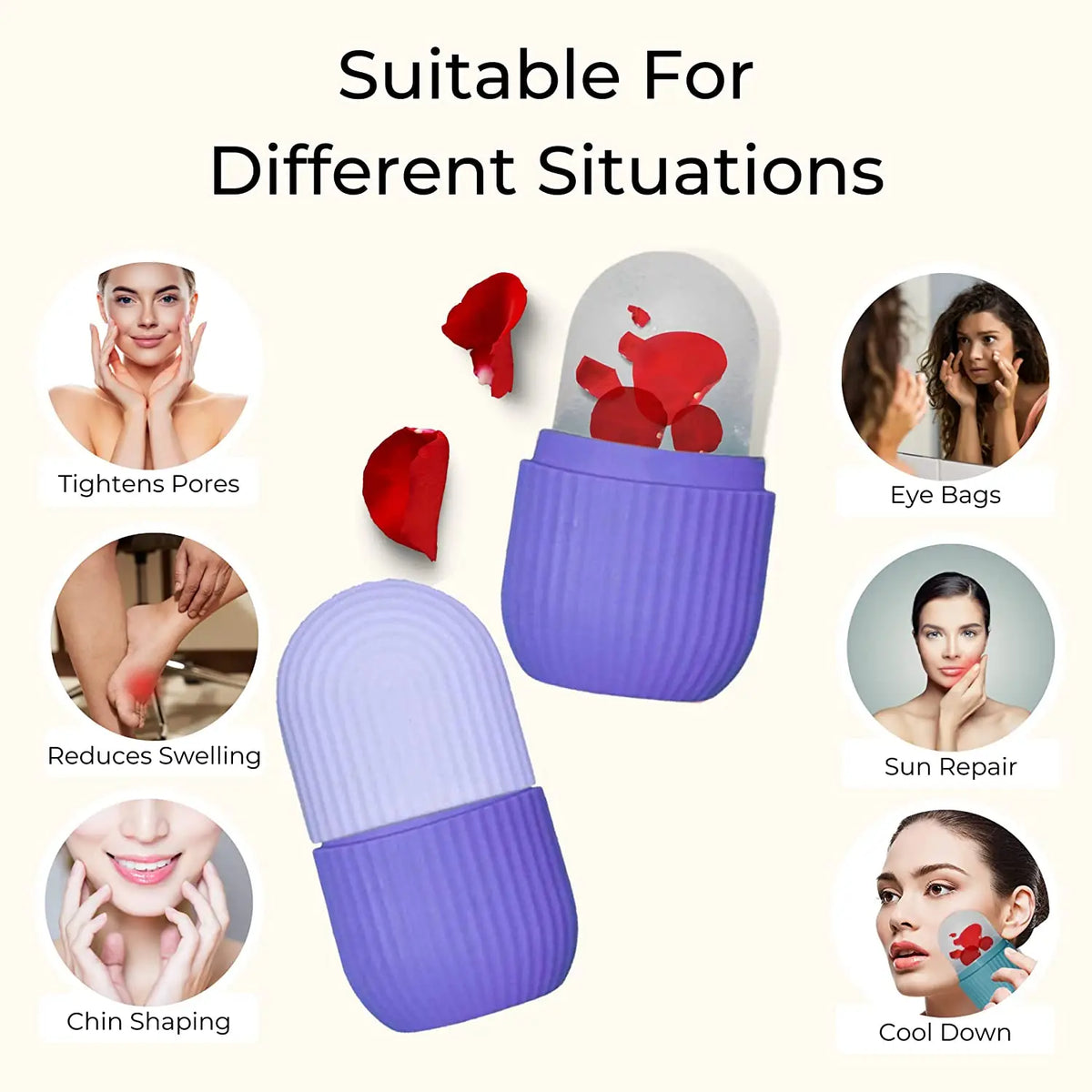 Beauty Ice Roller For Face Massager  Eye Reusable Face Rollers Facial Roller ( Purple Color) HP DD