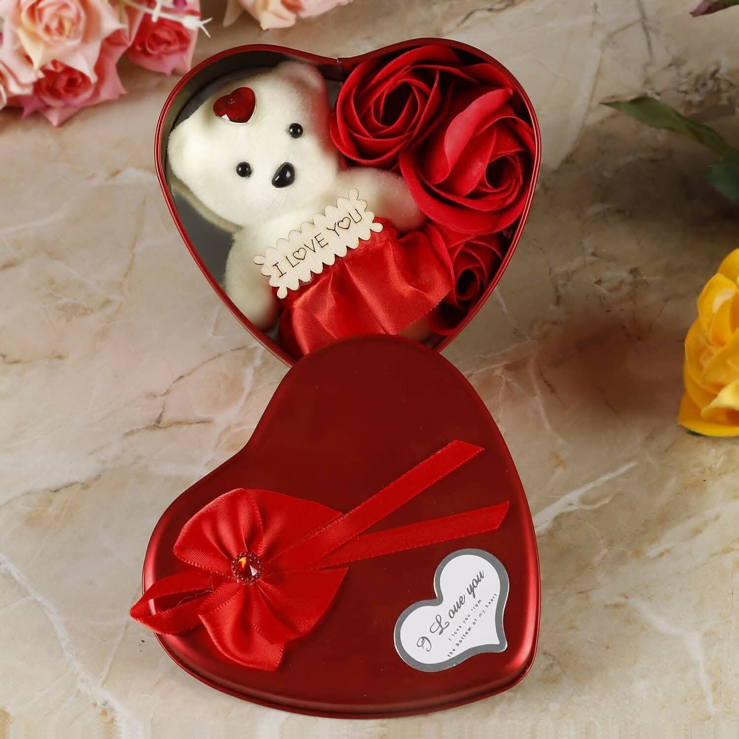 Teddy and Rosses Heart-Shaped Valentine Gift Box for Valentine Day collectivezone