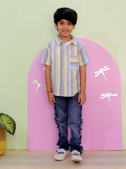 Multi Color Striped Boys Shirt - KCW - MC - MCBSH - 1 - 2