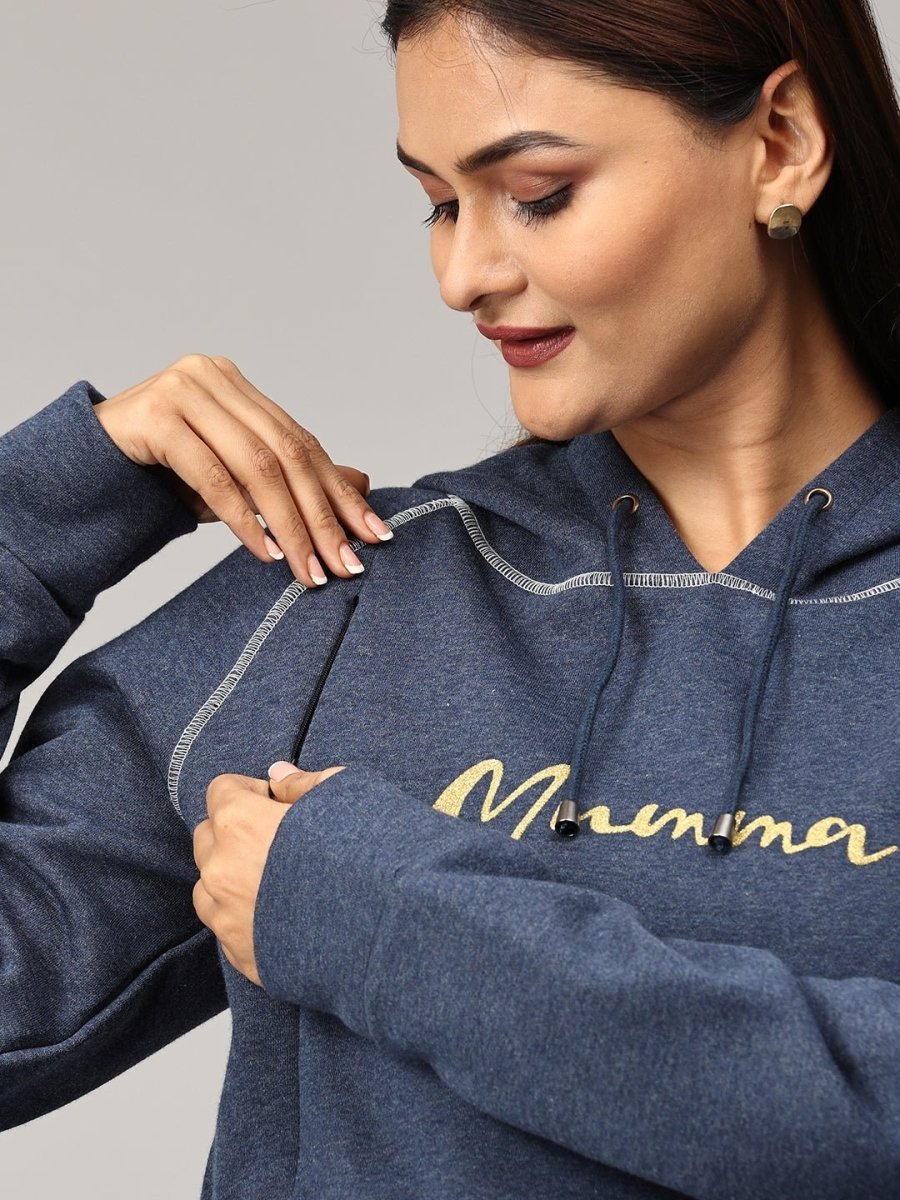 Mumma Shines Maternity and Nursing Hoodie Sweatshirt - MAT-SD-NVBHS-S