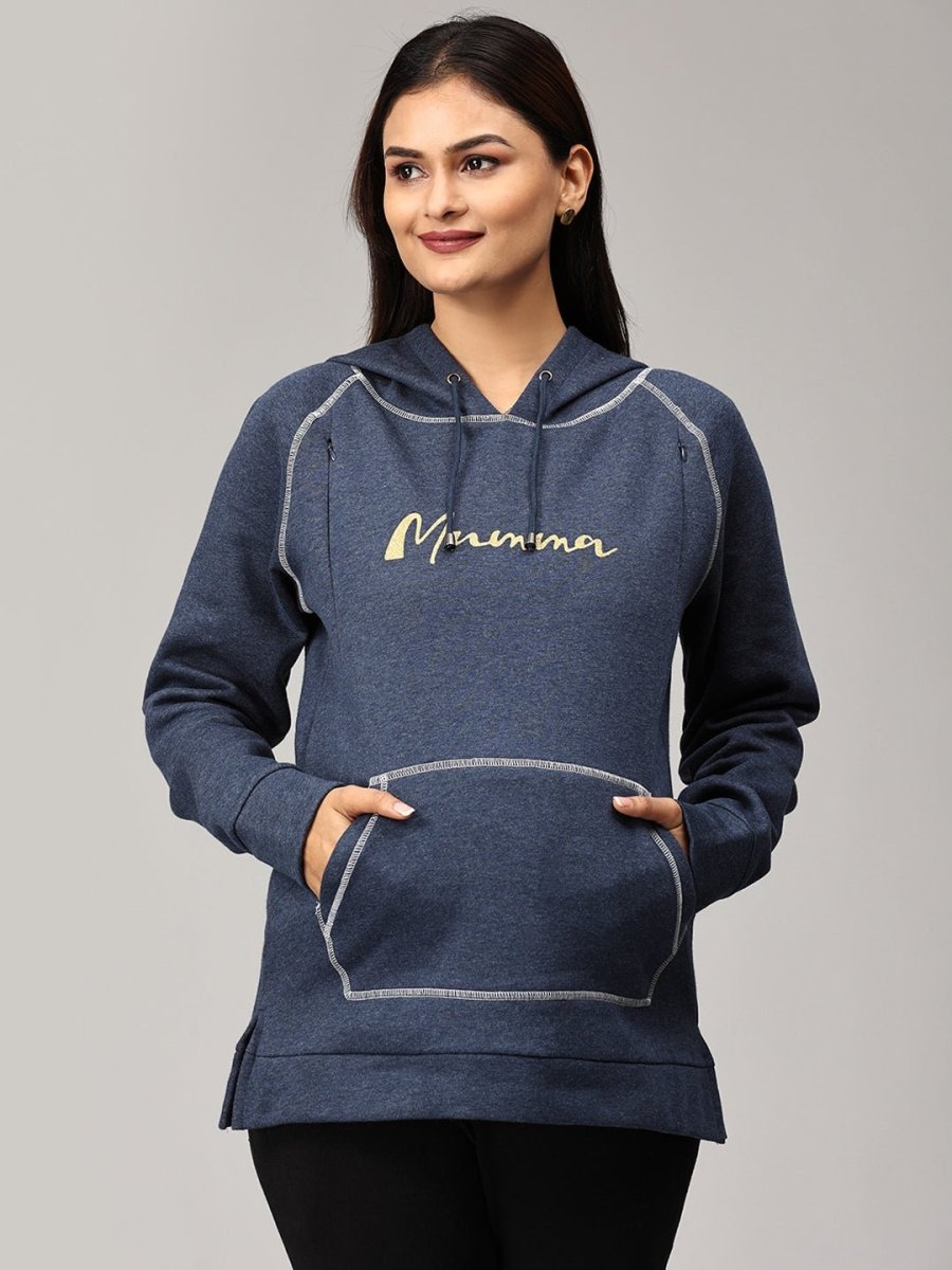 Mumma Shines Maternity and Nursing Hoodie Sweatshirt - MAT-SD-NVBHS-S