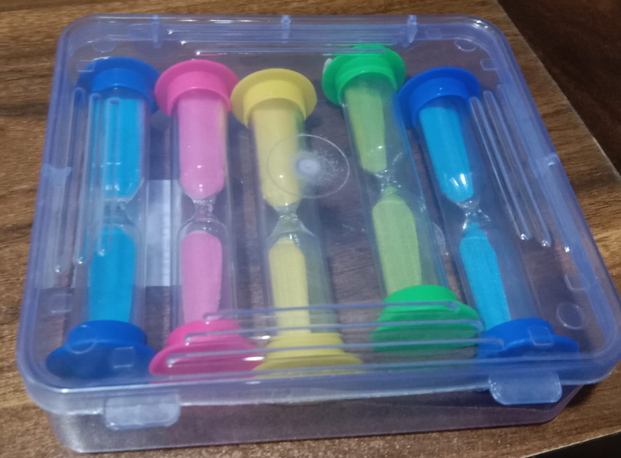 3-Minute Sand Clock  Pcs for Kitchen, School & Brushing Teeth (Set of 5)