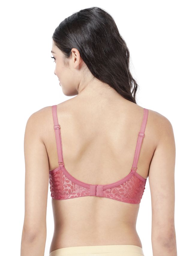 Susie 3/4th Coverage Non Padded CoralPink Wirefree Adjustable, Non Detachable Lace Bra