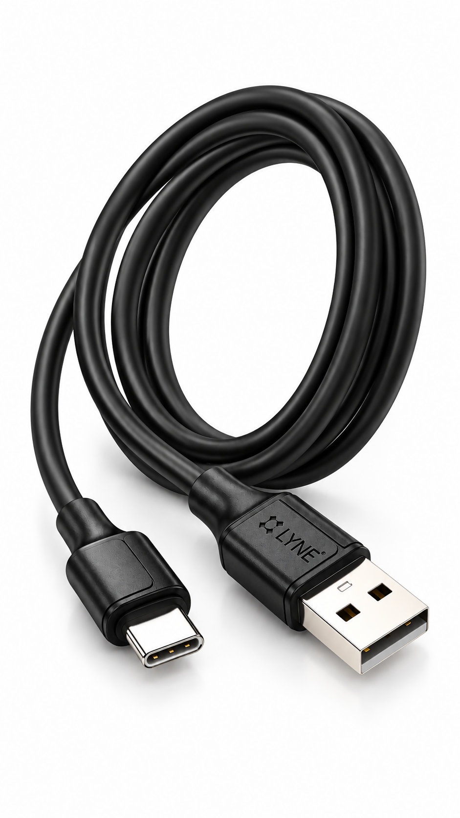 LYNE Flexy 29C Round Series 35W USB-A to Type-C Super Fast Charging Data Cable – 1 Metre, Black/White
