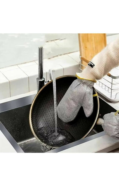 Non Scratch Wire Dishwashing Hand Gloves Easy Rinsing Waterproof Reusable Home Kitchen Utensils Cleaning Gloves for Washing Dish