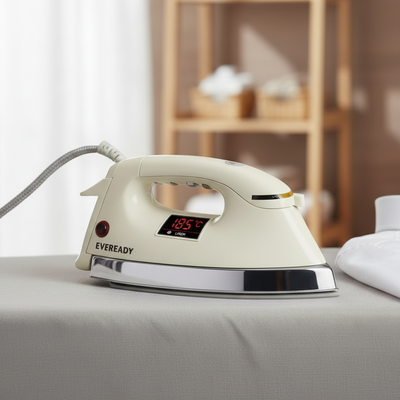 Eveready EasyPress Dry Iron 1000W – Non-Stick Weilburger Coated Soleplate with Ergonomic Handle HalfPe - FW -TPT